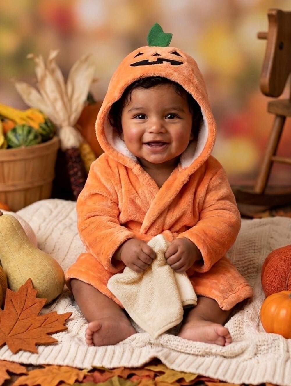 Baby Pumpkin Hooded Robe